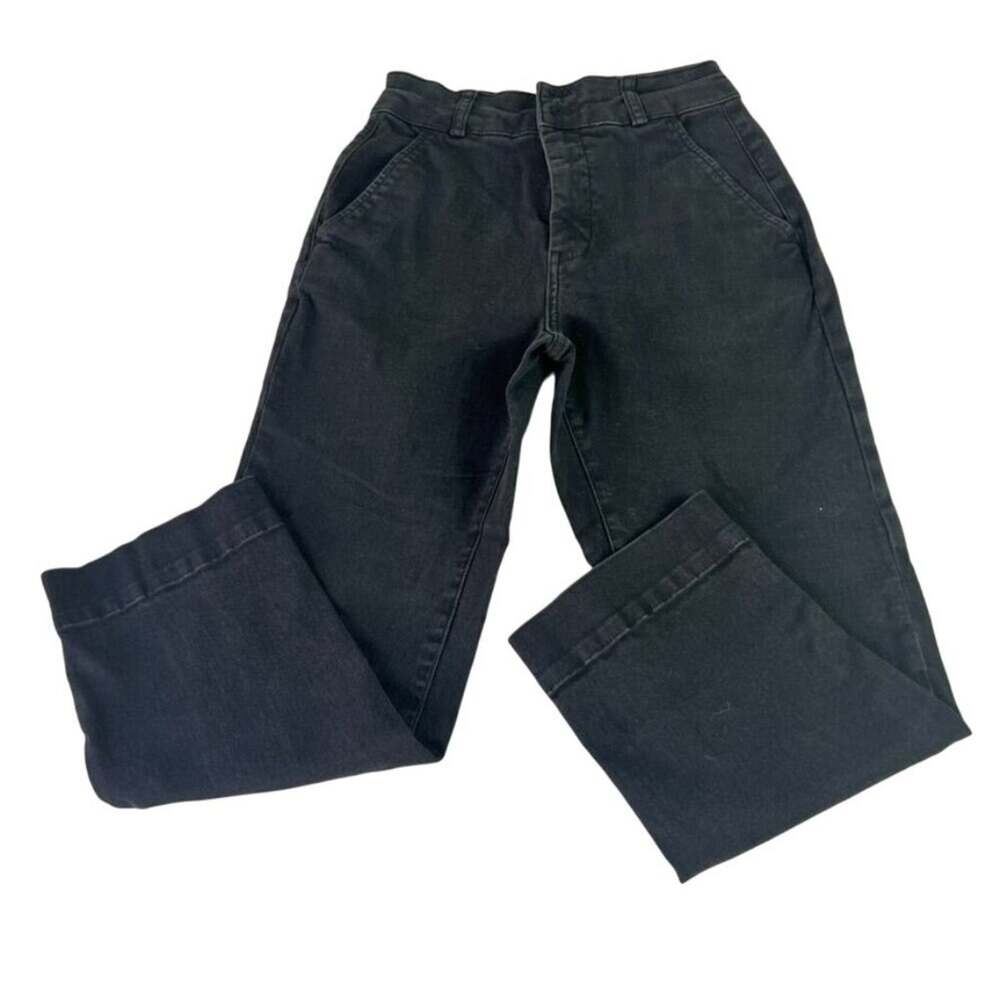 Everlane Jeans Women's Size 2 Black Cropped High Waist Straight Organic Cotton